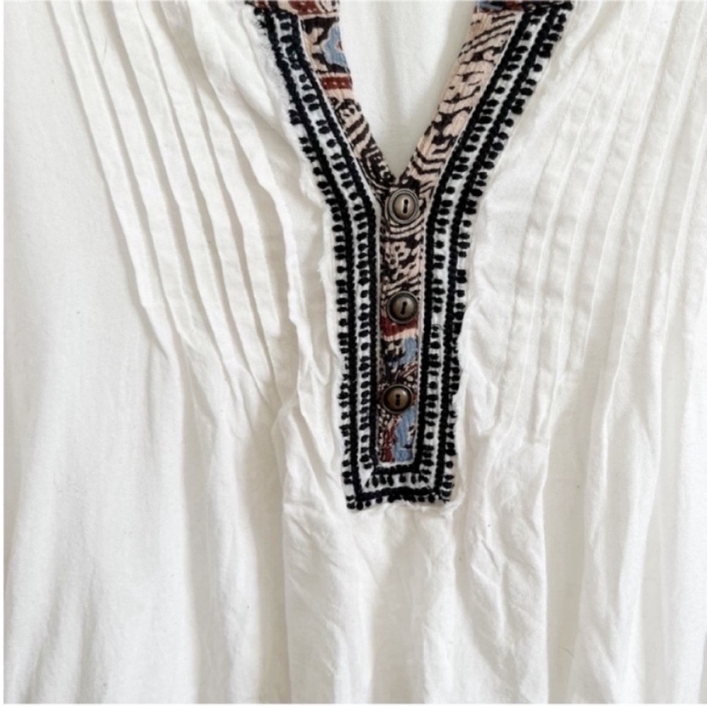 Free People Meet Me in Marfa dress white embroidered pleated boho stretch mini - Picture 7 of 12